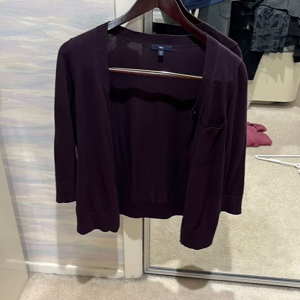 Like new - never worn , Gap eggplant color 3/4 length sleeves cardigan
